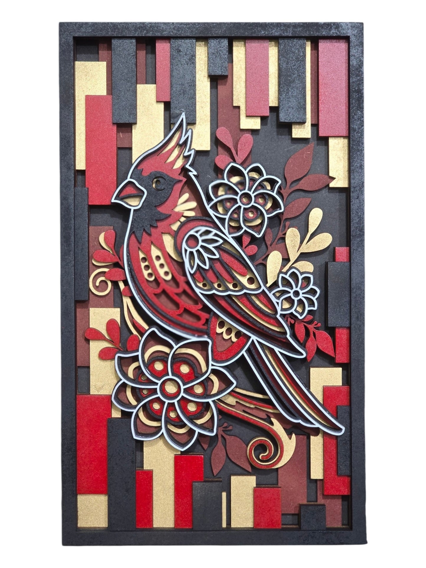 Luxury Cardinal Bird 3D Wall Art Frame | Premium Laser Cut Wooden Decor | Handmade Wall Hanging