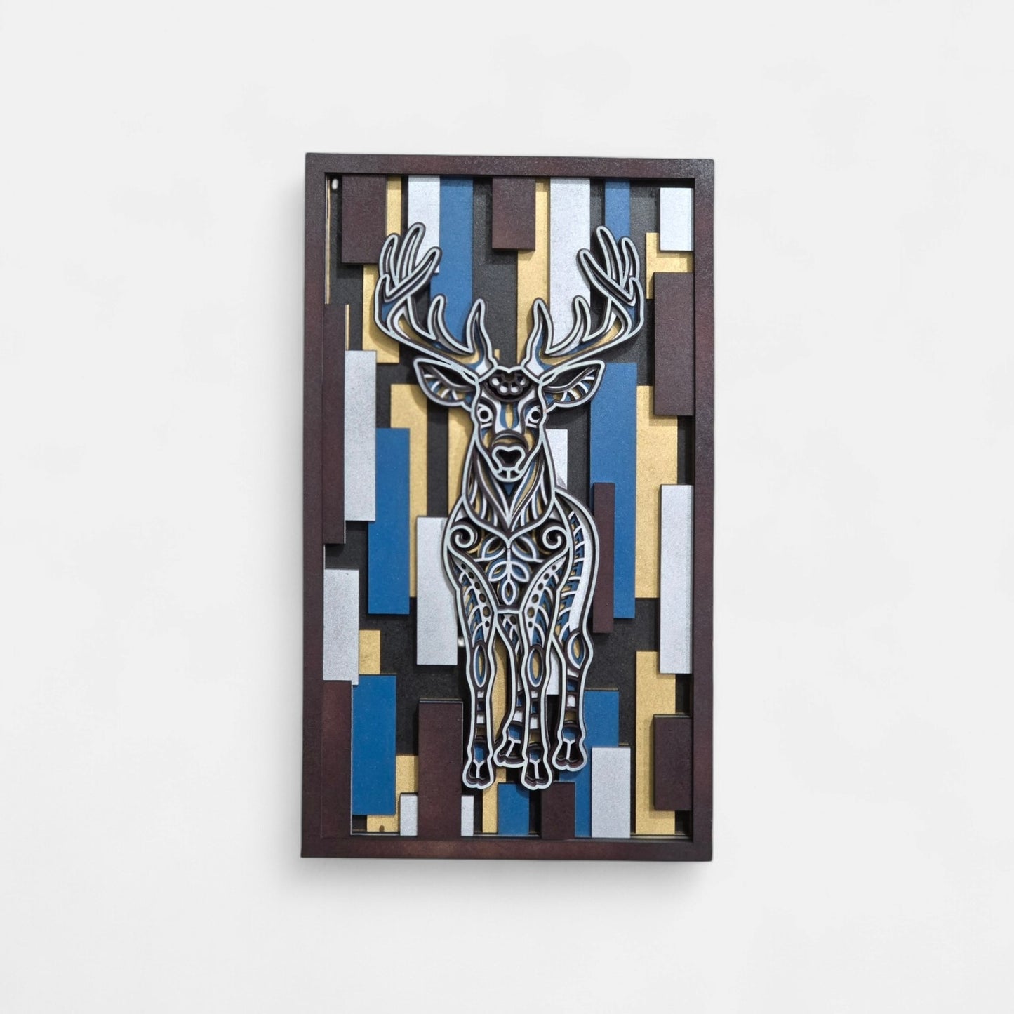 Modern Deer Layered Wall Art Frame | 3D Laser Cut Wooden Decor | Premium Handmade Wall Hanging