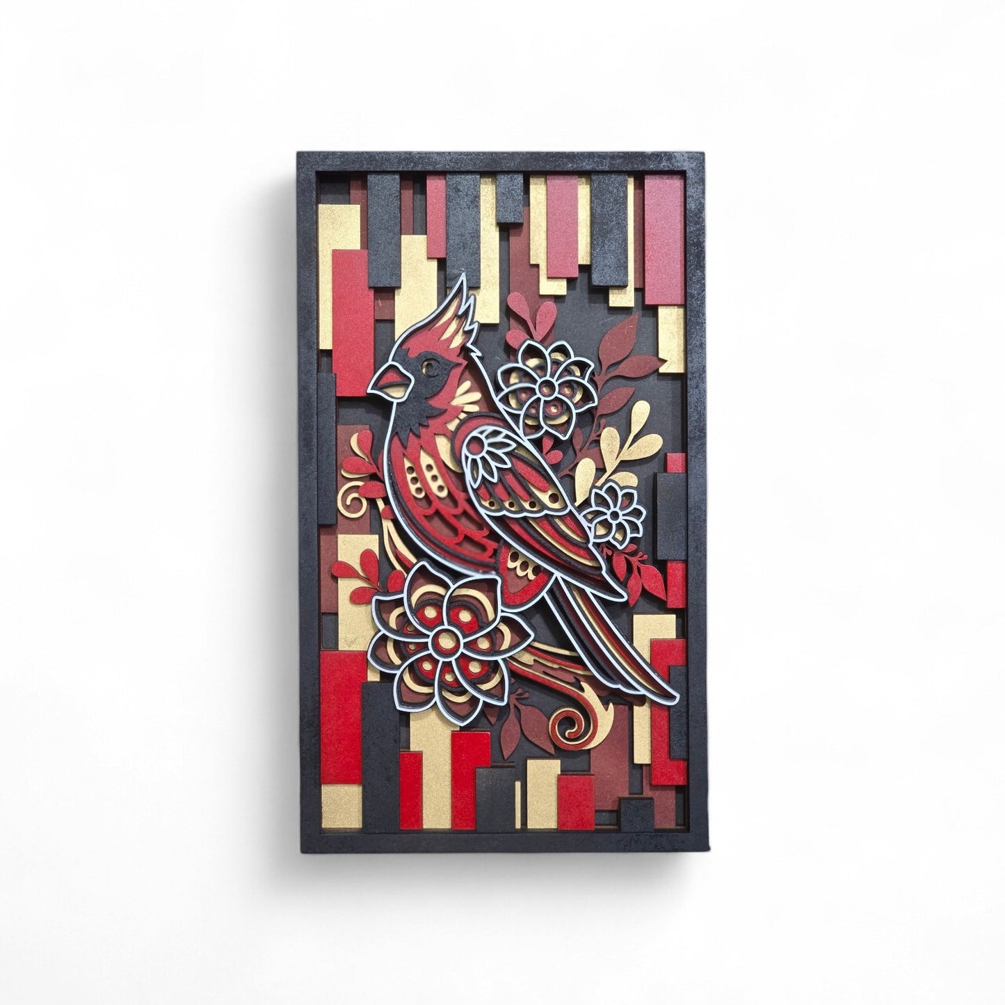 Luxury Cardinal Bird 3D Wall Art Frame | Premium Laser Cut Wooden Decor | Handmade Wall Hanging