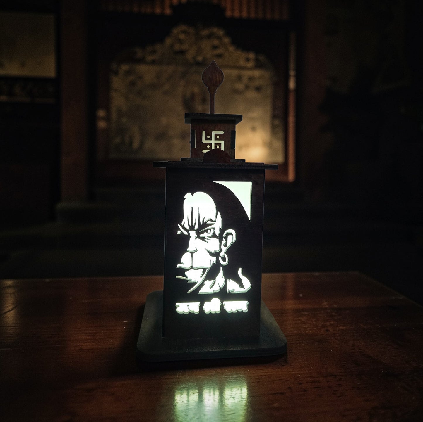 Lord Hanuman Laser-Cut Wooden Lantern